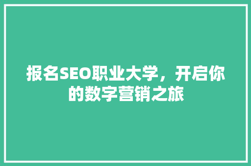 报名SEO职业大学，开启你的数字营销之旅