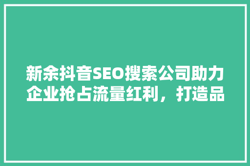 新余抖音SEO搜索公司助力企业抢占流量红利，打造品牌新高度