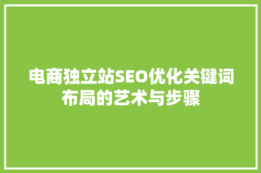 电商独立站SEO优化关键词布局的艺术与步骤