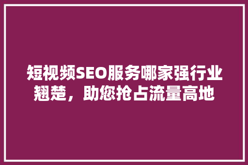 短视频SEO服务哪家强行业翘楚，助您抢占流量高地
