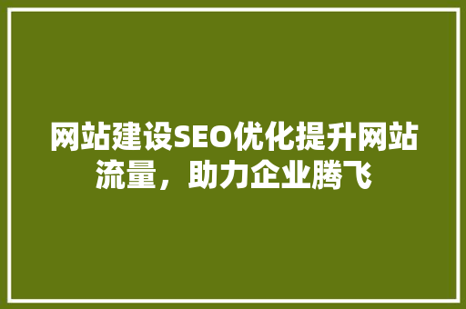 网站建设SEO优化提升网站流量，助力企业腾飞