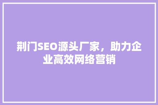 荆门SEO源头厂家，助力企业高效网络营销