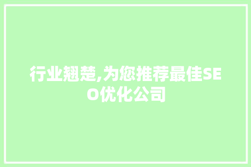 行业翘楚,为您推荐最佳SEO优化公司