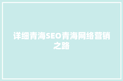 详细青海SEO青海网络营销之路