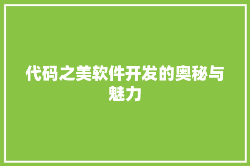 代码之美软件开发的奥秘与魅力