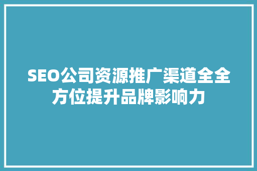 SEO公司资源推广渠道全全方位提升品牌影响力