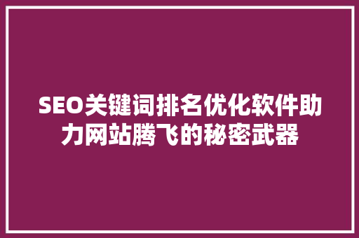 SEO关键词排名优化软件助力网站腾飞的秘密武器