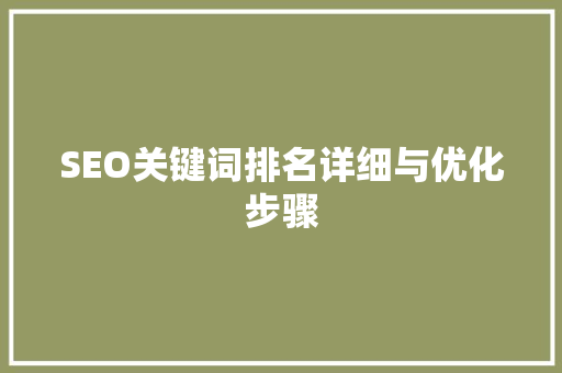 SEO关键词排名详细与优化步骤