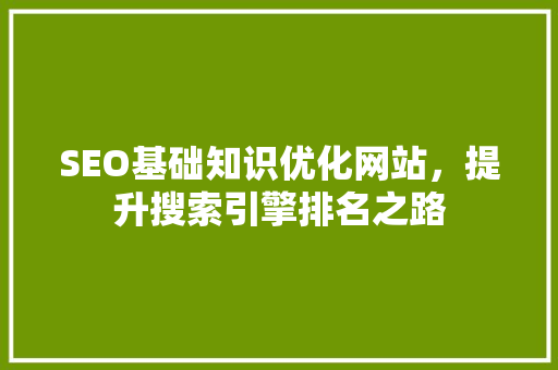 SEO基础知识优化网站，提升搜索引擎排名之路