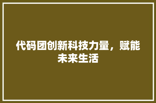 代码团创新科技力量，赋能未来生活