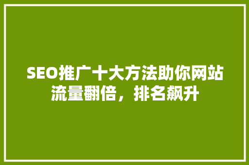 SEO推广十大方法助你网站流量翻倍，排名飙升