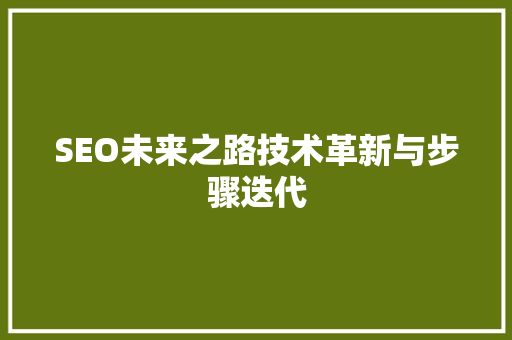 SEO未来之路技术革新与步骤迭代