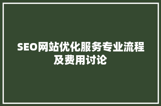 SEO网站优化服务专业流程及费用讨论
