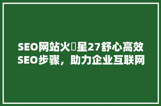 SEO网站火乚星27舒心高效SEO步骤，助力企业互联网腾飞