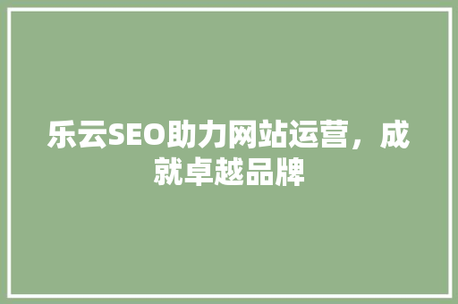 乐云SEO助力网站运营，成就卓越品牌