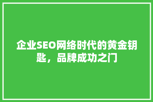 企业SEO网络时代的黄金钥匙，品牌成功之门