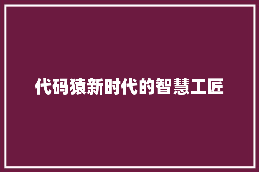 代码猿新时代的智慧工匠