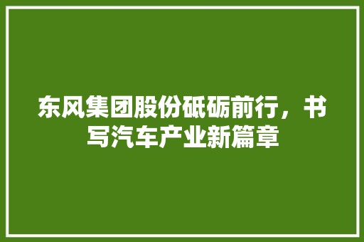 东风集团股份砥砺前行，书写汽车产业新篇章  第1张