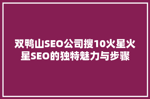 双鸭山SEO公司搜10火星火星SEO的独特魅力与步骤