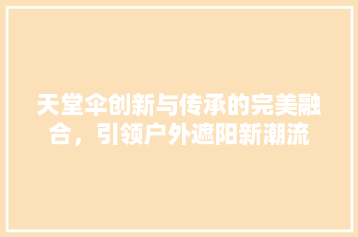 天堂伞创新与传承的完美融合，引领户外遮阳新潮流