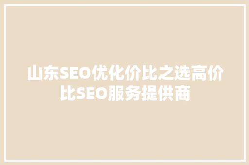 山东SEO优化价比之选高价比SEO服务提供商
