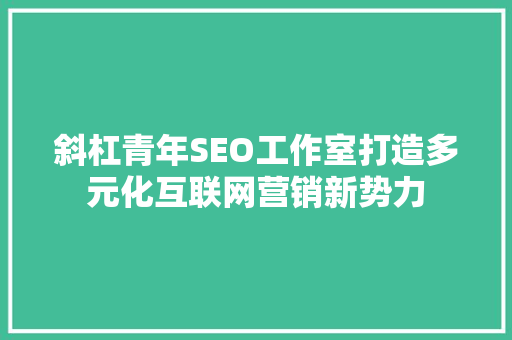 斜杠青年SEO工作室打造多元化互联网营销新势力