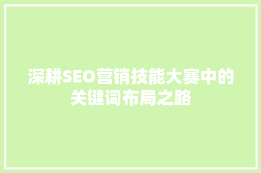 深耕SEO营销技能大赛中的关键词布局之路