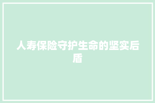 人寿保险守护生命的坚实后盾
