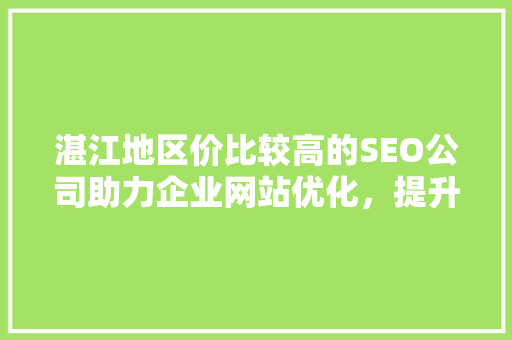 湛江地区价比较高的SEO公司助力企业网站优化，提升在线竞争力