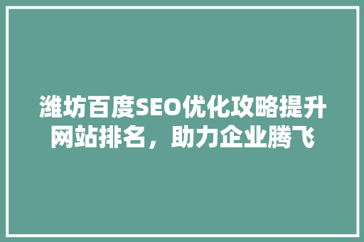 潍坊百度SEO优化攻略提升网站排名，助力企业腾飞