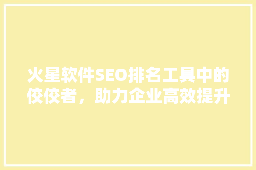 火星软件SEO排名工具中的佼佼者，助力企业高效提升网站流量