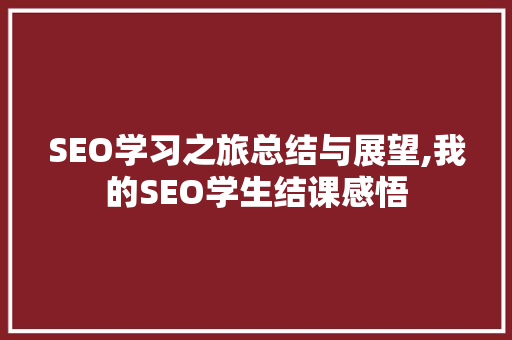 SEO学习之旅总结与展望,我的SEO学生结课感悟