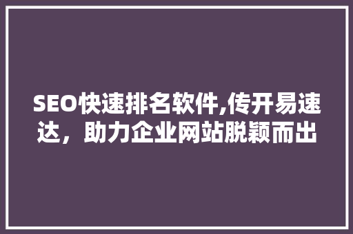 SEO快速排名软件,传开易速达，助力企业网站脱颖而出