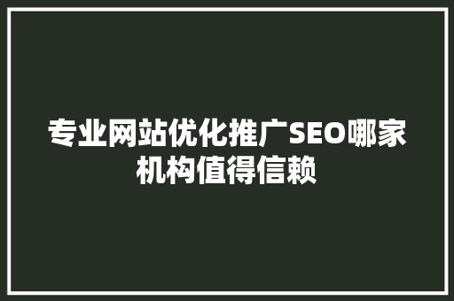 专业网站优化推广SEO哪家机构值得信赖