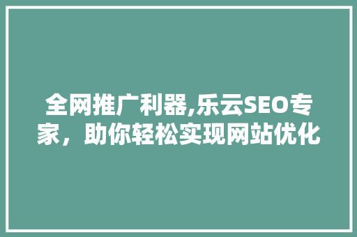 全网推广利器,乐云SEO专家，助你轻松实现网站优化