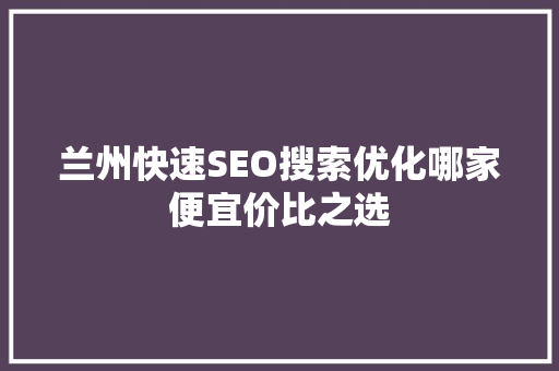 兰州快速SEO搜索优化哪家便宜价比之选
