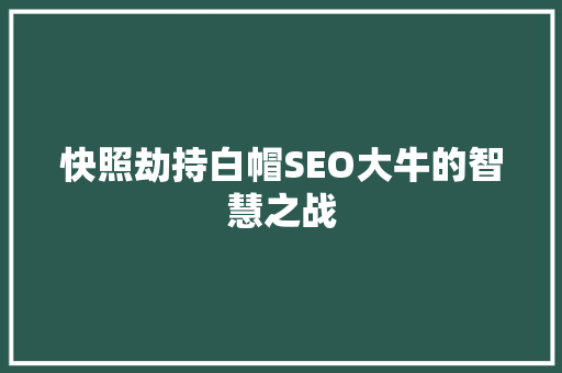 快照劫持白帽SEO大牛的智慧之战