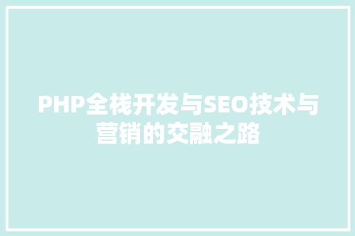PHP全栈开发与SEO技术与营销的交融之路