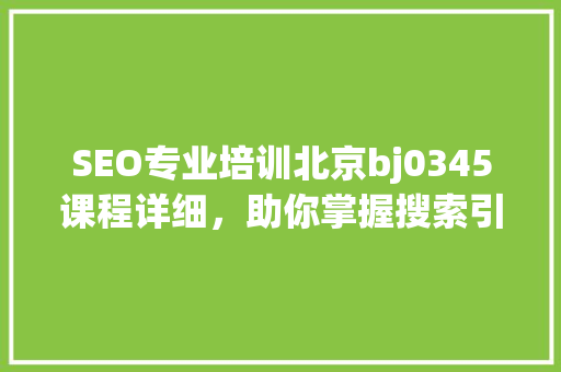 SEO专业培训北京bj0345课程详细，助你掌握搜索引擎优化之路