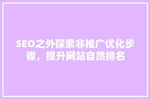SEO之外探索非推广优化步骤，提升网站自然排名
