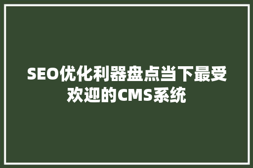 SEO优化利器盘点当下最受欢迎的CMS系统