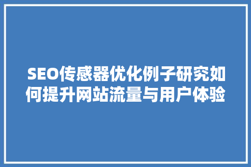 SEO传感器优化例子研究如何提升网站流量与用户体验