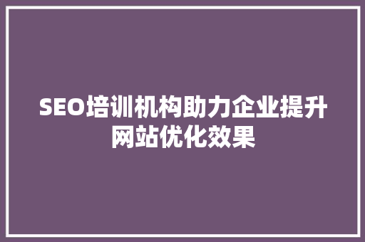 SEO培训机构助力企业提升网站优化效果