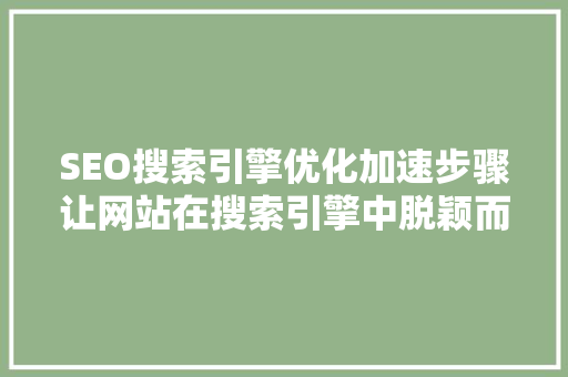 SEO搜索引擎优化加速步骤让网站在搜索引擎中脱颖而出