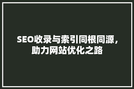 SEO收录与索引同根同源，助力网站优化之路