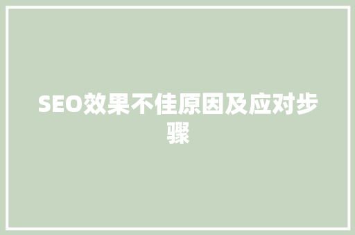 SEO效果不佳原因及应对步骤