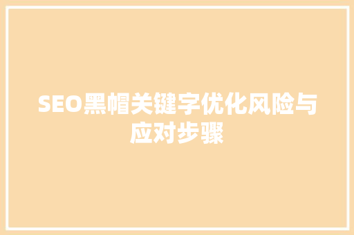SEO黑帽关键字优化风险与应对步骤