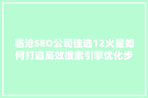 临沧SEO公司佳选12火星如何打造高效搜索引擎优化步骤