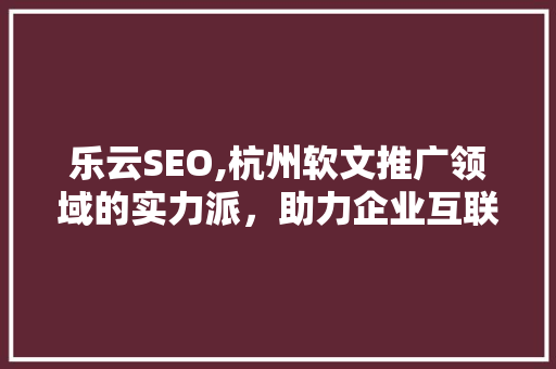 乐云SEO,杭州软文推广领域的实力派，助力企业互联网营销腾飞