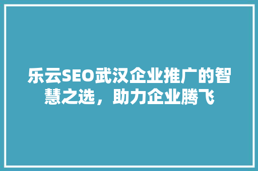 乐云SEO武汉企业推广的智慧之选，助力企业腾飞